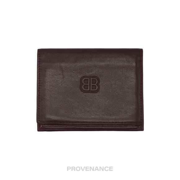 🔴 Balenciaga BB Logo Bifold Wallet - Deep Burgundy - Picture 1 of 6